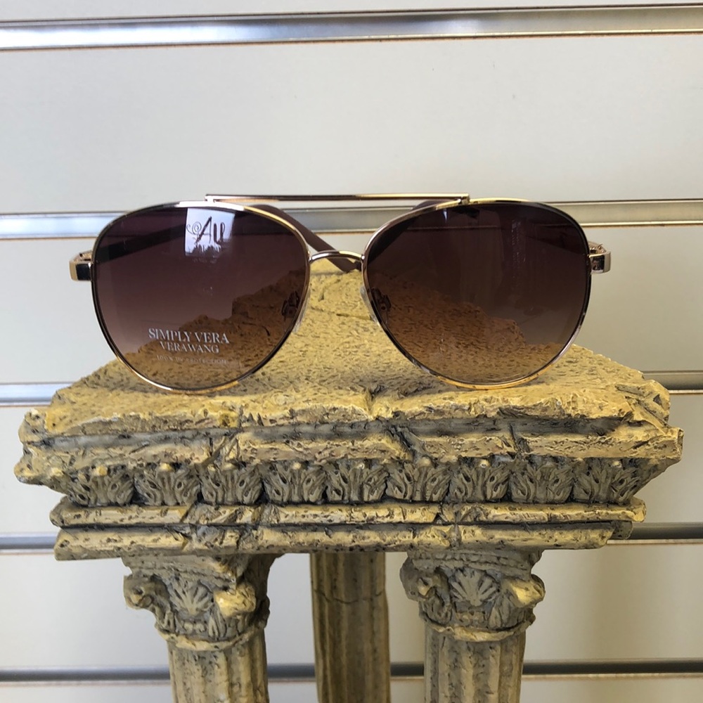 Gold Aviator 100% UV Protection Vera Wang Sunglasses